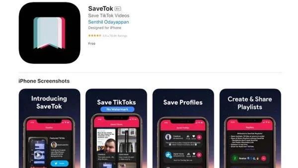 Tải video TikTok không logo bằng ứng dụng SaveTok trên iPhone